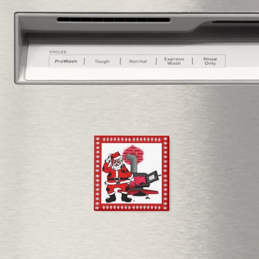 ヴィンテージサンタクロースと石炭コンロ マグネット (インサイチュ (食洗機))