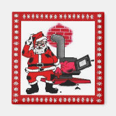 ヴィンテージサンタクロースと石炭コンロ マグネット (正面)