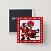 ヴィンテージサンタクロースと石炭コンロ 缶バッジ (正面&裏面)