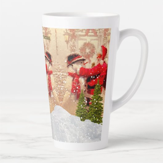 ヴィンテージサンタクロースと雪だるまクリスマスラテM カフェラテマグ (右)