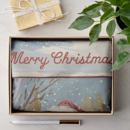 ヴィンテージサンタクロースと雪だるまクリスマス 薄葉紙 (ギフト)