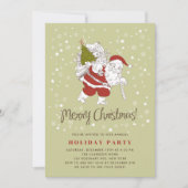 ヴィンテージサンタクロースと雪の結晶クリスマスパーティー 招待状 (正面)