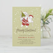 ヴィンテージサンタクロースと雪の結晶クリスマスパーティー 招待状 (スタンド正面)