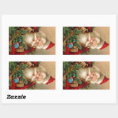 ヴィンテージサンタクロースのおもちゃつき 長方形シール (シート)