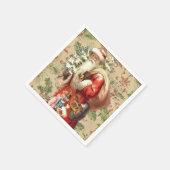 ヴィンテージサンタクロースのおもちゃとクリスマスツリー スタンダードカクテルナプキン (角)