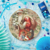 ヴィンテージサンタクロースのおもちゃとクリスマスツリー ペーパープレート (パーティー)