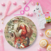 ヴィンテージサンタクロースのおもちゃとクリスマスツリー ペーパープレート (パーティー)