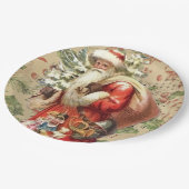 ヴィンテージサンタクロースのおもちゃとクリスマスツリー ペーパープレート (アングル)