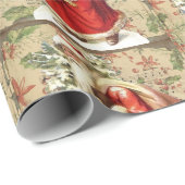 ヴィンテージサンタクロースのおもちゃとクリスマスツリー ラッピングペーパー (ロールコーナー)