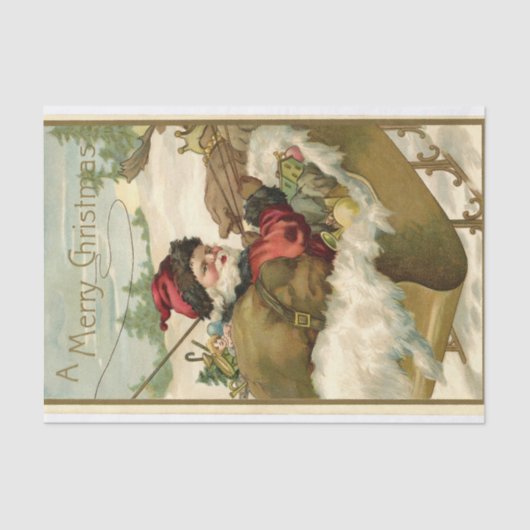 ヴィンテージサンタクロースのおもちゃ姿 薄葉紙 (正面)