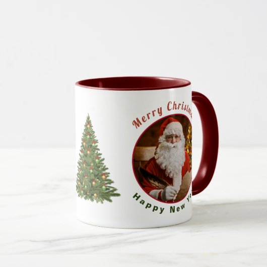 ヴィンテージサンタクロースのクリスマスのお正月のパーソナライズ マグカップ (正面右)