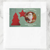 ヴィンテージサンタクロースのクリスマスのパーソナライズ 長方形シール (バッグ)