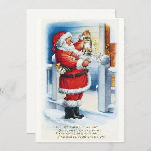 ヴィンテージサンタクロースのクリスマスの挨拶 シーズンカード (正面/裏面)