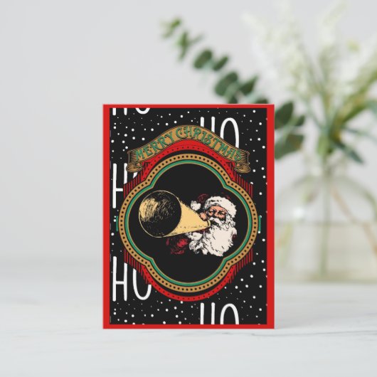 ヴィンテージサンタクロースのクリスマスの挨拶 ポストカード (スタンド正面)