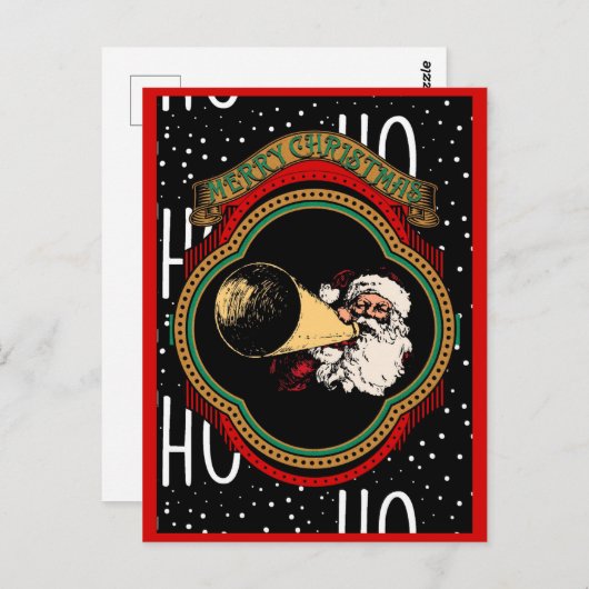 ヴィンテージサンタクロースのクリスマスの挨拶 ポストカード (正面/裏面)