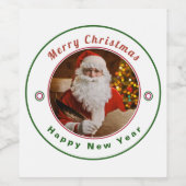ヴィンテージサンタクロースのクリスマスの新年をパーソナライズ ワインラベル (シングルラベル)