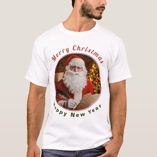 ヴィンテージサンタクロースのクリスマスの新年をパーソナライズ Tシャツ (正面)