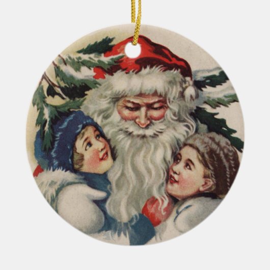 ヴィンテージサンタクロースのクリスマスオーナメント セラミックオーナメント (正面)