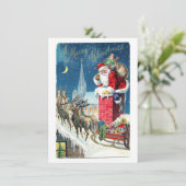 ヴィンテージサンタクロースのクリスマスカードと封筒 シーズンカード (スタンド正面)