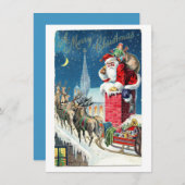 ヴィンテージサンタクロースのクリスマスカードと封筒 シーズンカード (正面/裏面)