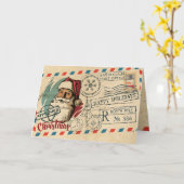 ヴィンテージサンタクロースのクリスマスカード カード (黄色い花)