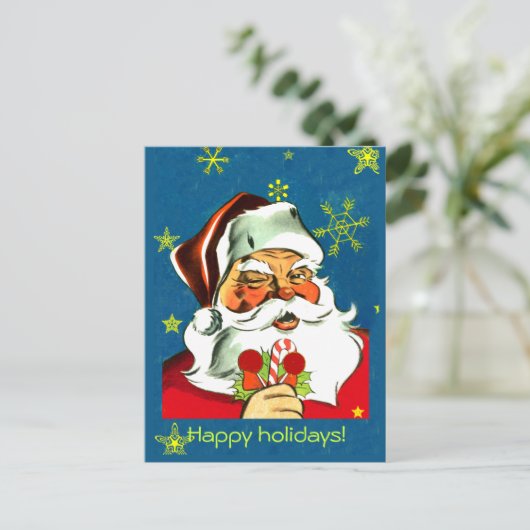 ヴィンテージサンタクロースのクリスマスカード シーズンポストカード (スタンド正面)