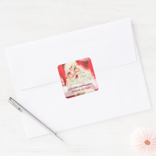 ヴィンテージサンタクロースのクリスマスギフトタグ スクエアシール (封筒)