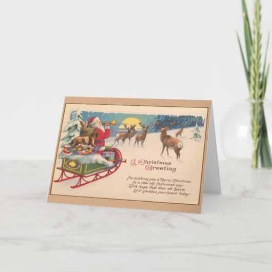 ヴィンテージサンタクロースのクリスマスグリーティングカード シーズンカード (正面)