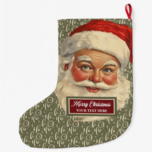 ヴィンテージサンタクロースのクリスマスストッキングパーソナライズ ラージクリスマスストッキング (裏面)