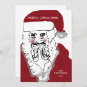 ヴィンテージサンタクロースのクリスマスハンドドローネーム シーズンカード (正面/裏面)