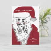 ヴィンテージサンタクロースのクリスマスハンドドローネーム シーズンカード (スタンド正面)