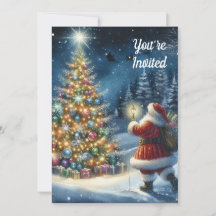 ヴィンテージサンタクロースのクリスマスパーティー招待状