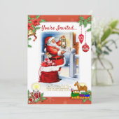 ヴィンテージサンタクロースのクリスマスパーティー招待状 招待状 (スタンド正面)