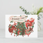 ヴィンテージサンタクロースのクリスマスパーティー招待状 招待状 (スタンド正面)