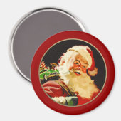 ヴィンテージサンタクロースのクリスマスプレゼント マグネット (正面/裏面)