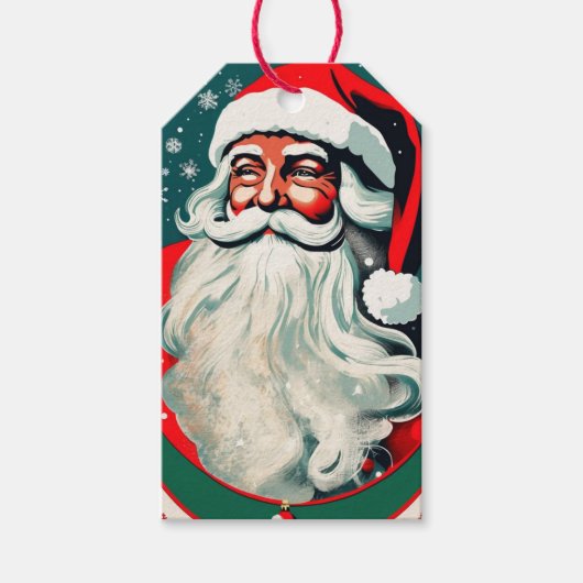ヴィンテージサンタクロースのクリスマスホリデー ギフトタグ (正面)