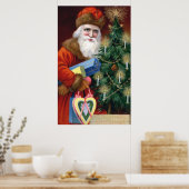 ヴィンテージサンタクロースのクリスマスポスタープリント ポスター (キッチン)