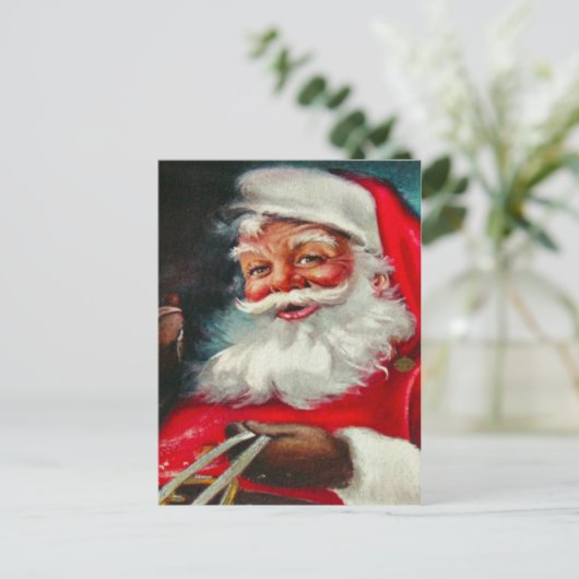 ヴィンテージサンタクロースのクリスマスポストカード ポストカード (スタンド正面)