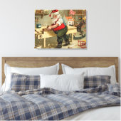 ヴィンテージサンタクロースのクリスマスワークショップ キャンバスプリント (インサイチュ (寝室))