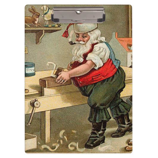 ヴィンテージサンタクロースのクリスマスワークショップ クリップボード (正面)
