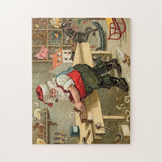 ヴィンテージサンタクロースのクリスマスワークショップ ジグソーパズル (縦)