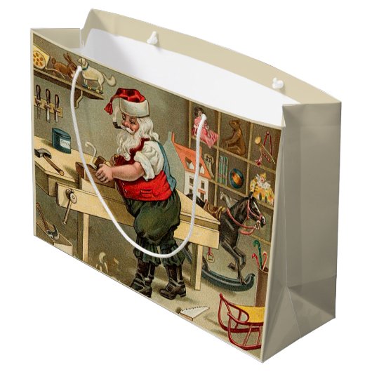 ヴィンテージサンタクロースのクリスマスワークショップ ラージペーパーバッグ (裏面アングル)