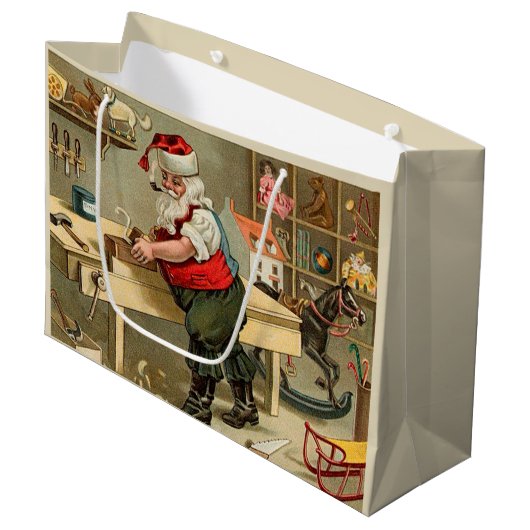 ヴィンテージサンタクロースのクリスマスワークショップ ラージペーパーバッグ (正面アングル)