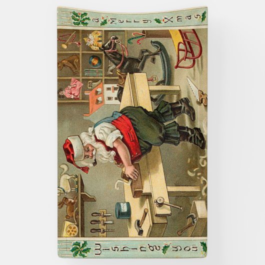 ヴィンテージサンタクロースのクリスマスワークショップ 横断幕 (縦)