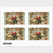 ヴィンテージサンタクロースのクリスマスワークショップ 長方形シール (シート)