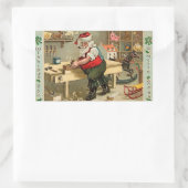 ヴィンテージサンタクロースのクリスマスワークショップ 長方形シール (バッグ)