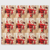 ヴィンテージサンタクロースのクリスマス包装紙 ラッピングペーパー (フラット)