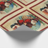 ヴィンテージサンタクロースのクリスマス ラッピングペーパー (角)