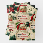 ヴィンテージサンタクロースのパーソナライズラッピングペーパー ラッピングペーパーシート (インサイチュ)