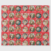 ヴィンテージサンタクロースの赤い白い雪のカード ラッピングペーパー (フラット)